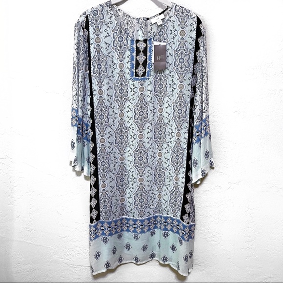 J. Jill Tops - NWT J. Jill Rayon Blue Seaglass Mixed-Print Tunic